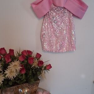 Pink Sequin Mini Dress